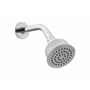 Single Flow Round OHS with SS Shower Arm & Wall Flange