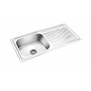 Rex Single Bowl Kitchen Sink With Drainboard - 37"x18"x8" Inch