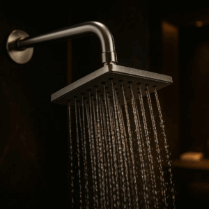 Overhead shower with arm